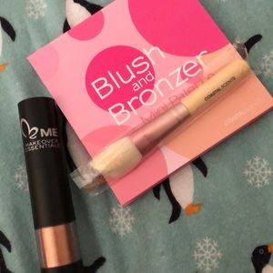 Lot of blush and bronzer palette, brush, & shimmer